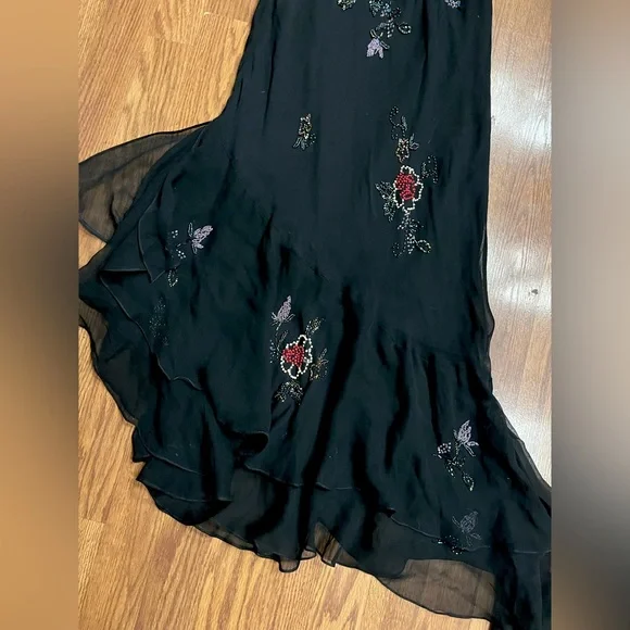 Vintage 90’s Y2K 100% Silk Dress Silk Slip Dress Fairy Beaded Dress Embroidered - Picture 4 of 17